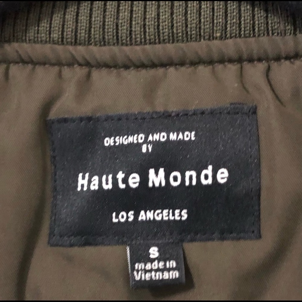 Haute Monde Khaki Bomber Jacket Sz S - Picture 3 of 4
